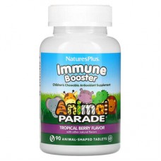NaturesPlus, Source of Life, Animal Parade, Kids Immune Booster, добавка для зміцнення імунітету у дітей, натуральний смак тропічних ягід, 90 тварин
